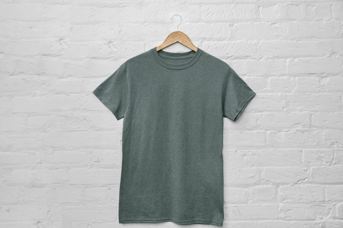 Logo Tee in heather grey on a hanger